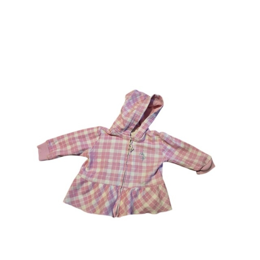 Baby Phat Baby Girl Pink Purple Plaid Peplum Zip Up Hoodie Jacket